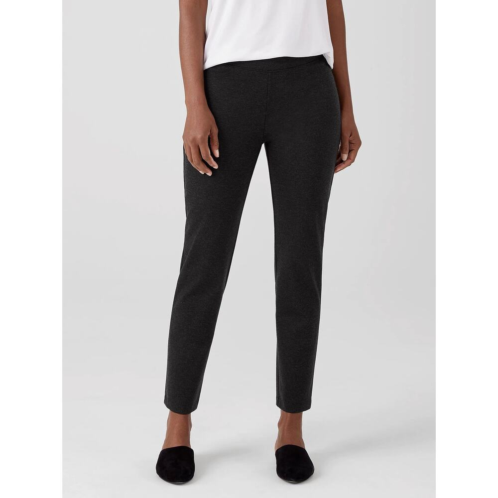 Eileen Fisher Mélange Viscose Stretch Ponte Slim Pant Charcoal